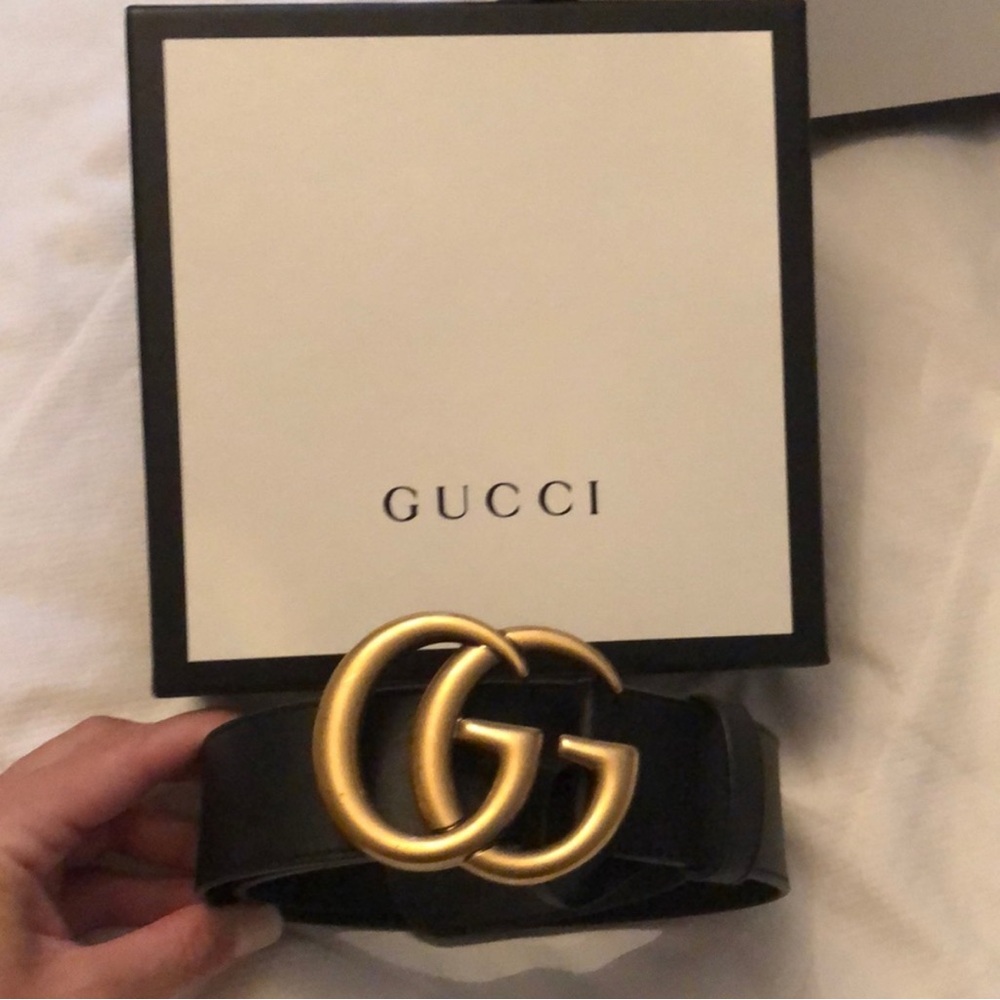 Authentic Gucci double G belt. Gold. Size 85